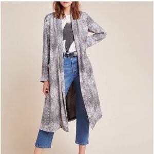 Anthropologie BB Dakota Serpentine Gray and Silver Duster Jacket